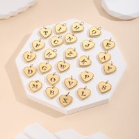 CARLIDANA 3PCS Gold Plated Stainless Steel DIY Jewelry Heart Alphabet Initial Charms Custom Name Necklace Hollow Letters Pendant