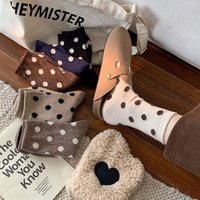 Socks Women's Autumn Winter Middle Tube Cute Polka Dot Socks Imitation Wool Thick Socks Warm Cotton Trend Harajuku School Style