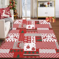 Washable Rug for Living Room Christmas Area Rugs Thin Throw Floor Carpet Festival Xmas Carpet for Bedroom, Dining Room,Office