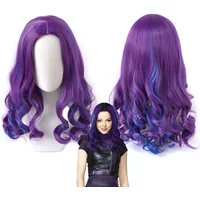 Mal Cosplay Wig Costume Descendants 3 Heat Resistant Synthetic Hair Girl Women Wave Curly Wigs