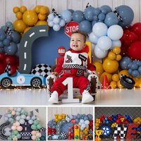 Little Racing Driver Backdrops 1st Birthday Child Baby Photo Props Adult Kids Decors Photography Photo Studio Backgrounds