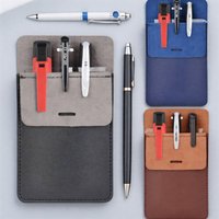 Portable PU Leather Pen Pouch Leak-proof Insert pocket Hospital Business Pen Holder Pencil Bags Stationery