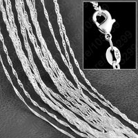 5PCS Promotion Wholesale 925 Sterling Silver Color Beautiful Water Wave Necklace Singapore Chain With Lobster clasps 16"-30"