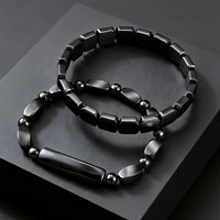Hematite Bracelet for Men Black Natural Stone Stretch Bracelet Reclaim Your Confidence Energy Inspirational Fashion Jewelry Gift