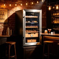 250-800 Cigar Capacity Humidor Stainless Steel Cabinet with Digital Display Thermostat Constant Temperature Home Shop Use