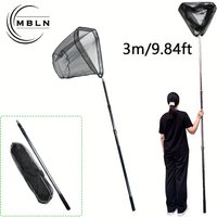 3M Super Long Hand Net Aluminum Alloy Fishing Net With 60cm Large Net With Coating Long Fishing Net Fishing Equipment