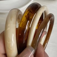 Fashion Versatile White Resin Round Marble Pattern Bracelet Bangles for Women Retro Chinese Style Cheongsam Outfit Jewelry Gifts