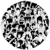 60Pcs Uchiha Sasuke Black White Manga Sticker Pack, Naruto Classic Anime Character Decals for Laptop, Water Bottle & Journal