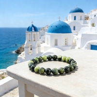 Natural Grass Green Pine Turquoise Bead Bracelet Women Bohe Yoga Healing Energy Elastic Rope Bangle for Friendship Gift Jewelry