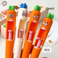 Set of 4 Screaming Carrot-Shaped Gel Pens, Including a Fun Tongue Mechanism, Includes 0.5mm Black Ink Refills, Office