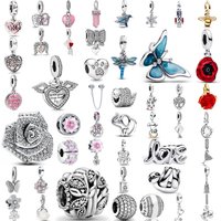 Hot selling 925 silver, butterfly, flower, bead dragonfly bird pendant fit original bracelet DIY accessories exquisite jewelry