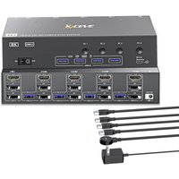KVM Switch 3 Monitors 4 Computers HDMI + DisplayPort, KCEVE USB 3.0 DP KVM Switcher, 8K@30Hz/4k@144Hz DP KVM for 4 PC Share 3 Di