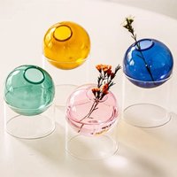 Nordic Colored Glass Vase - Minimalist Hydroponic Planter for Home Desk Decor, Modern Tabletop Flower Arrangement & Gift Idea