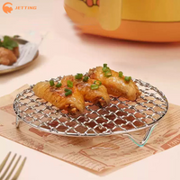 (New) 1Pcs 13-26CM Stainless Steel Round Air Fryer Rack With Legs Stackable Grid Grilling Rack