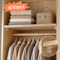 4/10 Stück selbstklebende Regalstützklammern, Regalstütze, selbstklebende Heringe, Schrank, Schrank, Regalstützklammern, Wandaufhänger, starke Halter