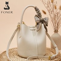 FOXER femmes sac à bandoulière bandoulière sac à main dame en cuir véritable + microfibre mode seau sac cadeau pour l'amant