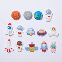 10Pcs Cartoon Astronaut Earth Rocket Series Flat Back Cabochon Resine Scrapbooking DIY Hairpins Water Cup Phone Case Patch