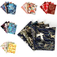 5PCS Japanese Style Cherry Blossom Bronzing Cotton Patchwork Fabric for Sewing Kimono Cheongsam,DIY Personalized Bag,Jewelry
