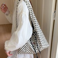 Casual Simple Polka Dots Handbag, Korean Double-Sided Shoulder Bag, Fashionable Large Capacity Commuting Hobo Bag
