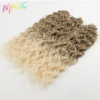 Magic Ombre Water Wave Crochet Hair Extensions 20Inch Synthetic Curly Braiding Hair 3Pcs Brown Blonde Ombre For Black Women