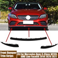 Front Bumper Lower Trim Strip Kit For Mercedes Benz C-Class W205 AMG Line Facelift 2019-2021 A2058858902,A2058859002,A2058859102