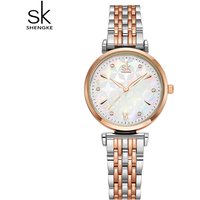 Shengke-Montre-bracelet de luxe en or rose pour femme, marque de luxe, top des ventes, quartz japonais