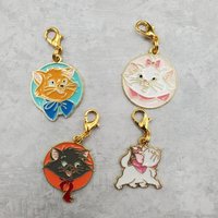 Four-Piece Set Aristocats Badge Reel Charm ยท Lanyard Charm ยท Keychain Accessory