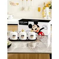 Disney Mickey Mouse Ceramic Spice Jar 3-Piece Seasoning Jar Set Spice Box Salt Shaker Seasoning Bottle Disney Kitchen Products