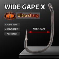 10pcs Carp Fishing Hook Wide Gape X Ultra Sharp PTFE Coated Micro Barb Carp Hook Alloy Steel Super Hard and Sharp Super Quality