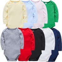 Baby Bodysuit Long Sleeve Body Suit Pure Color Jumpsuit Newborn Cotton Clothes Toddler Unisex Multicolor Onesie Playsuit Sunsuit