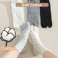 Women's Japanese Cotton Split Toe Tabi Socks Polka Dots Flip Flop Socks Sandal Sock for Women Fashion Soft Comfy Ankle Sock