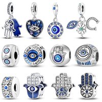 925 Sterling Silver Blue Devil's Eye Charms Beads Fit Original Bangle Bracelet For Women Jewelry Making