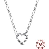 925 Sterling Silver Heart Openable Pendant Necklace Rope Texture Rectangle Link Chain Fashion Jewelry Gift for Women