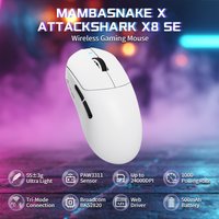 ATTACK SHARK X8 SE Wireless Gaming Mouse, 55g Ultralight PAW3311 Sensor, BK52820 Chip, 25,000 DPI, BT/2.4G/USB-C, 80M Clicks