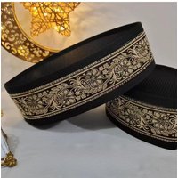 Muslim Boat Hats for Women Men Black Caps Embroidery Luxury Eid Prayer Ourdoor Hijab Headwraps Spring Summer Hat Fedoras