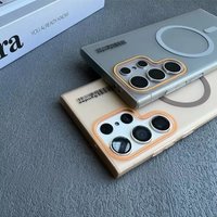 Luxury Mat Wireless Charge for Magsafe Case For Samsung S26 Ultra S25 S24 S23 S22 Ultra Note 20 Slim Lable Cover for Galaxy S26+