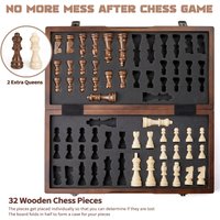 Wooden chess set 39.37cm/15.5inch with 2 additional queens, folding portable travel board, suitable for tournament