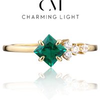 CHARMING Original Design Created Emerald Fold Ring Luxury 925 Sterling Silver Gold plated for Women Party Wear Jewelry Hot Sale
