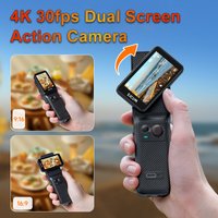 C400 4K 30fps Dual Screen Action Camera with 90 Degree Flip Touch Screen 6 Axis Gyro Stabilization Long Battery Life