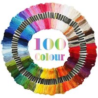 100 Colors Skeins Rainbow Cross Stitch Thread Embroidery Thread Floss Bracelet String Kit Craft Floss, Needlepoint Cotton Yarn