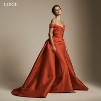LORIE Elegant Satin Party Dresses Off The Shoulder Pleats Evening Prom Dress Draped A-Line Prom Gown Customized