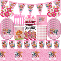 Pink PAW Patrol Birthday Party Decorations Disposable Tableware Skye Balloon Cake Topper Background PAW Patrol party Supplies