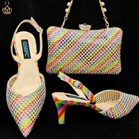QSGFC Italian Design Fashion Banquet Bag And Comfortable Mid-heel Hollow Pointed Shoes Are Suitable For parties Or Commuting