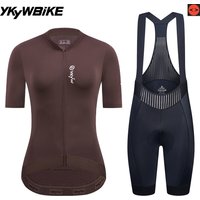 YKYWBIKE Women Cycling Jersey Sets Female Summer Bib Shorts Suit Pro Team Italy Interface 7 Hours Padded Bib Shorts Suit Clothes