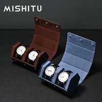 MISHITU Dual Watch Storage Bag Premium Watch Portable Storage Box PU Leather Travel Watch Packaging Bag Gift Box for Wrist Watch
