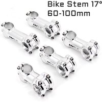 UNO Stem 17 Degree MTB Road Bike Bicycle Bar Stems 31.8*60-100mm Silver Ultralight Stem Aluminium Bicycle Handlebar Stem Parts