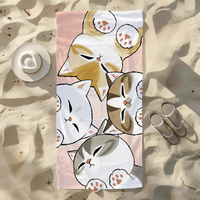 Cartoon Cute Cat M-MoFusand-S Towel For Swim Yoga Gym Quick Drying Soft and skin-friendly Beach Towels All-Season