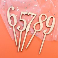Number 0-9 Wooden Wedding Table Flower Seat Card Cake Topper Decor Digital Home Party Direction Sign Multi-Use Cake Digital Card