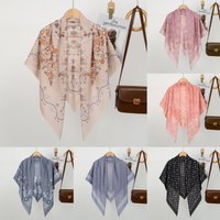 110*110 cm Floral Print Voile Scarf Women Muslim Hijabs Shawl Kerchief Neckerchief Scarves Headwrap Bandanas Hairband Headbands