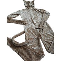 Halloween Animal cosplay costume Skin wrinkled velvet tights jumpsuit With ears and tail full Bodysuit Zentai Suits Fancy dress